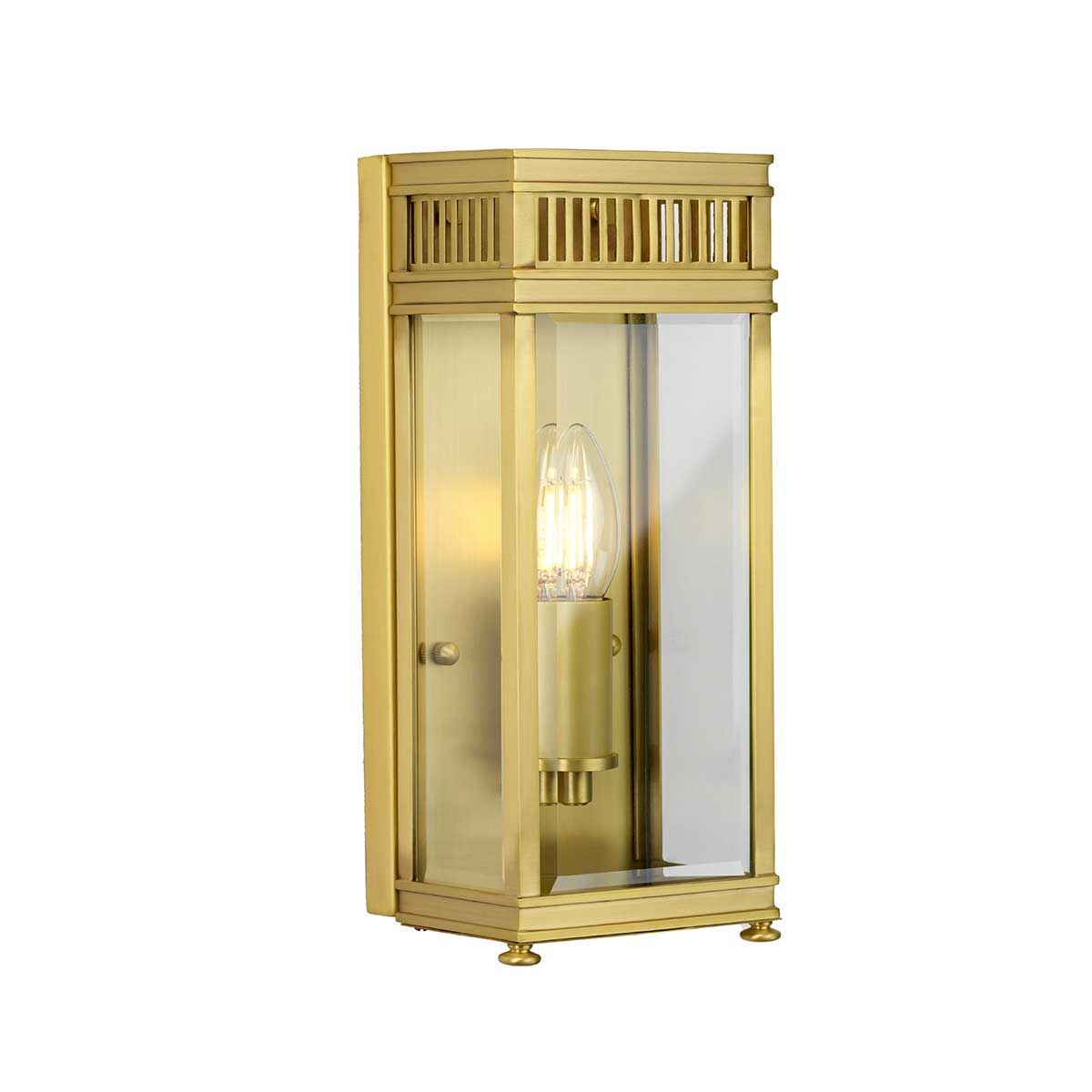 Victorian Style Brushed Brass Half Lantern with Clear Glass