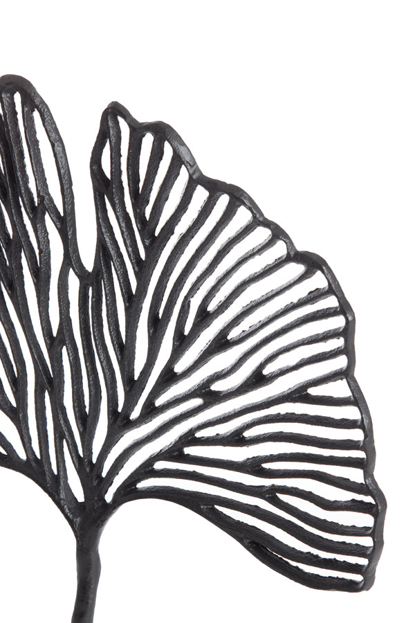 Black Leaf Sculpture on Base - 36x6x39 cm