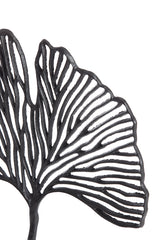 Black Leaf Sculpture on Base - 36x6x39 cm