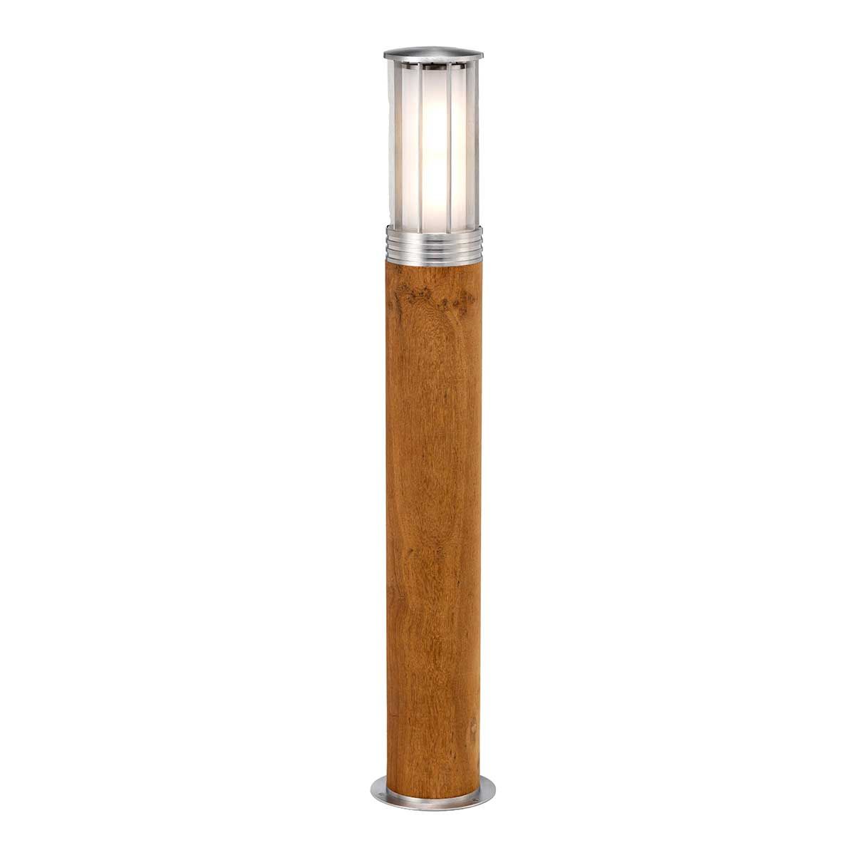 Contemporary Teak & Steel Outdoor Bollard Light