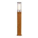 Contemporary Teak & Steel Outdoor Bollard Light