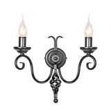 Harlech Dual Light Medieval Wall Sconce in Black