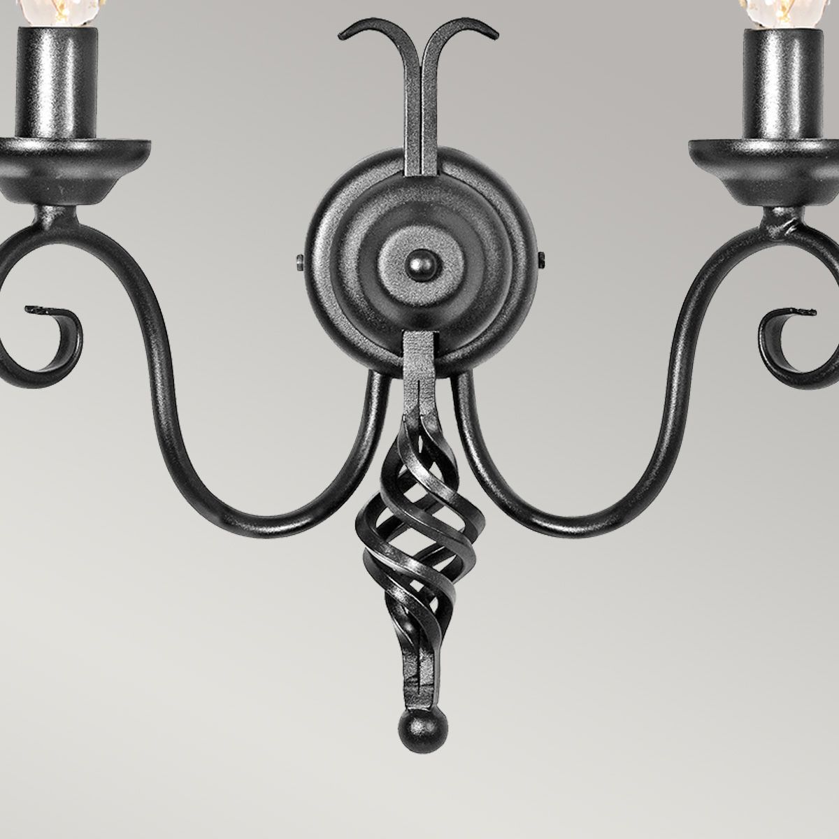 Harlech Dual Light Medieval Wall Sconce in Black
