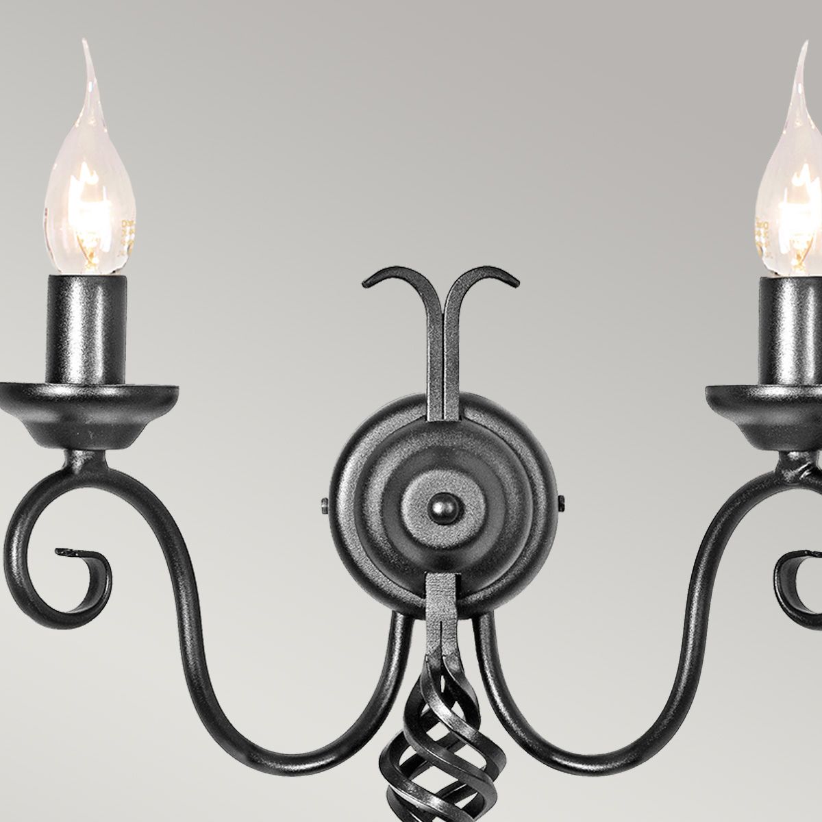 Harlech Dual Light Medieval Wall Sconce in Black