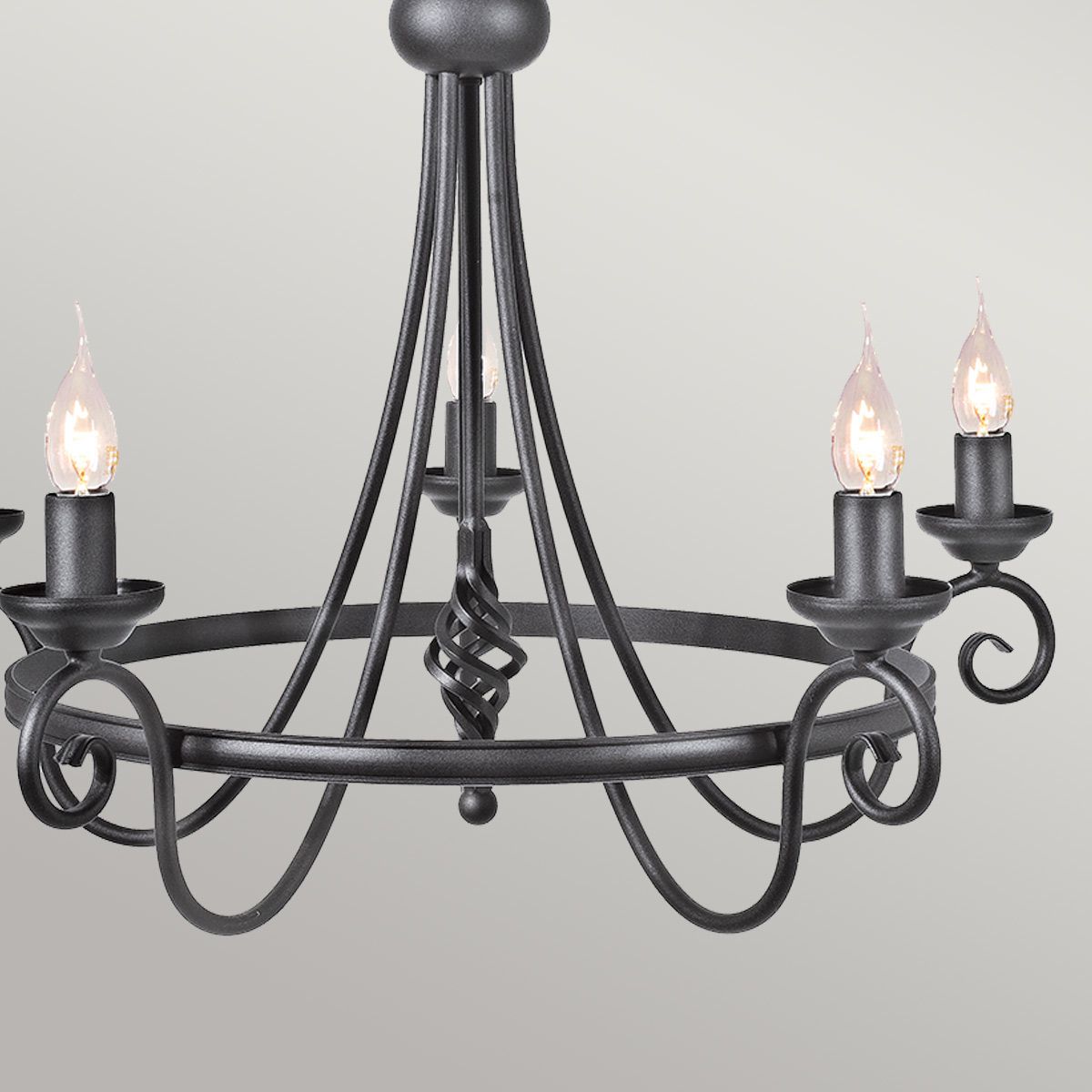 Harlech 5-Light Black Chandelier with Medieval Charm