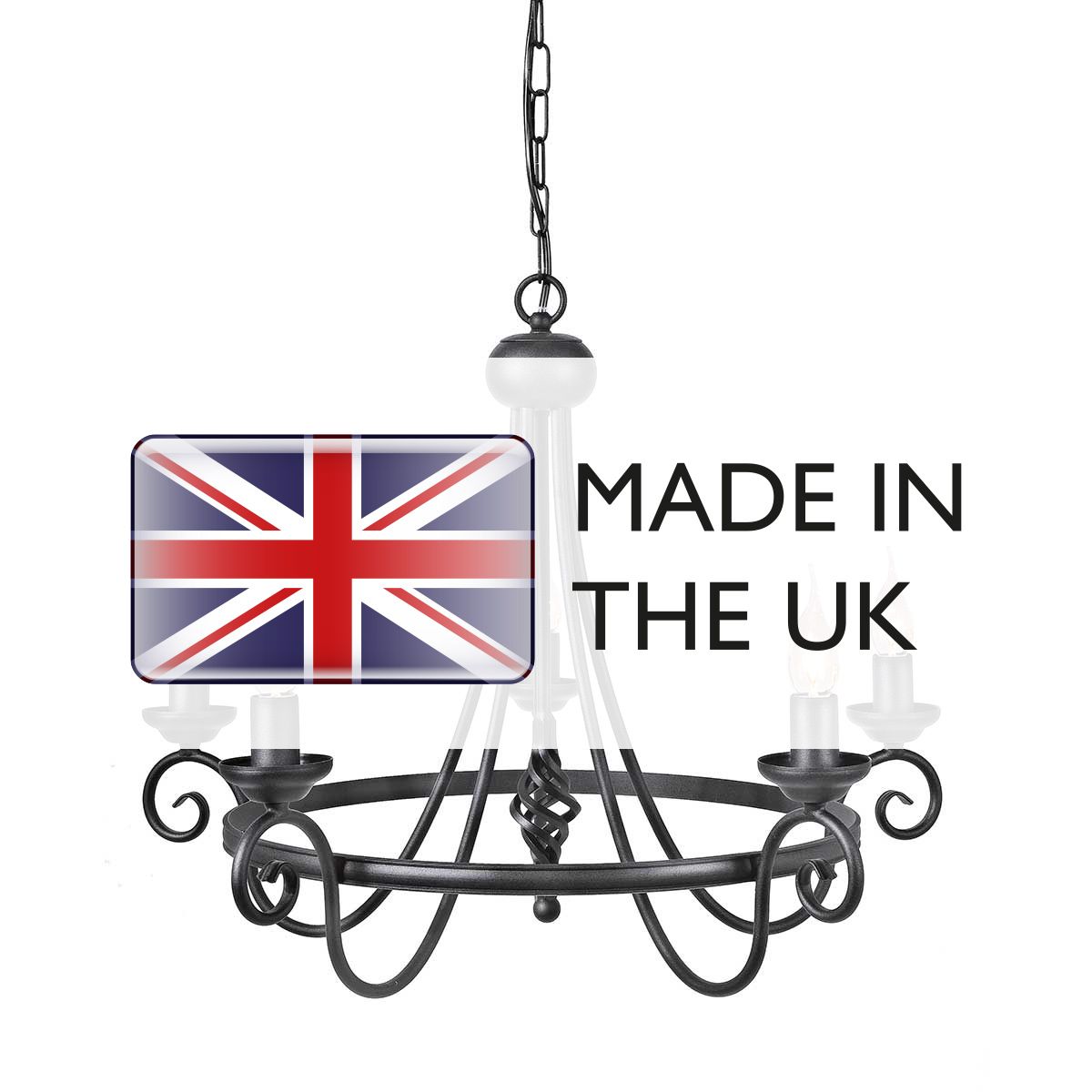 Harlech 5-Light Black Chandelier with Medieval Charm