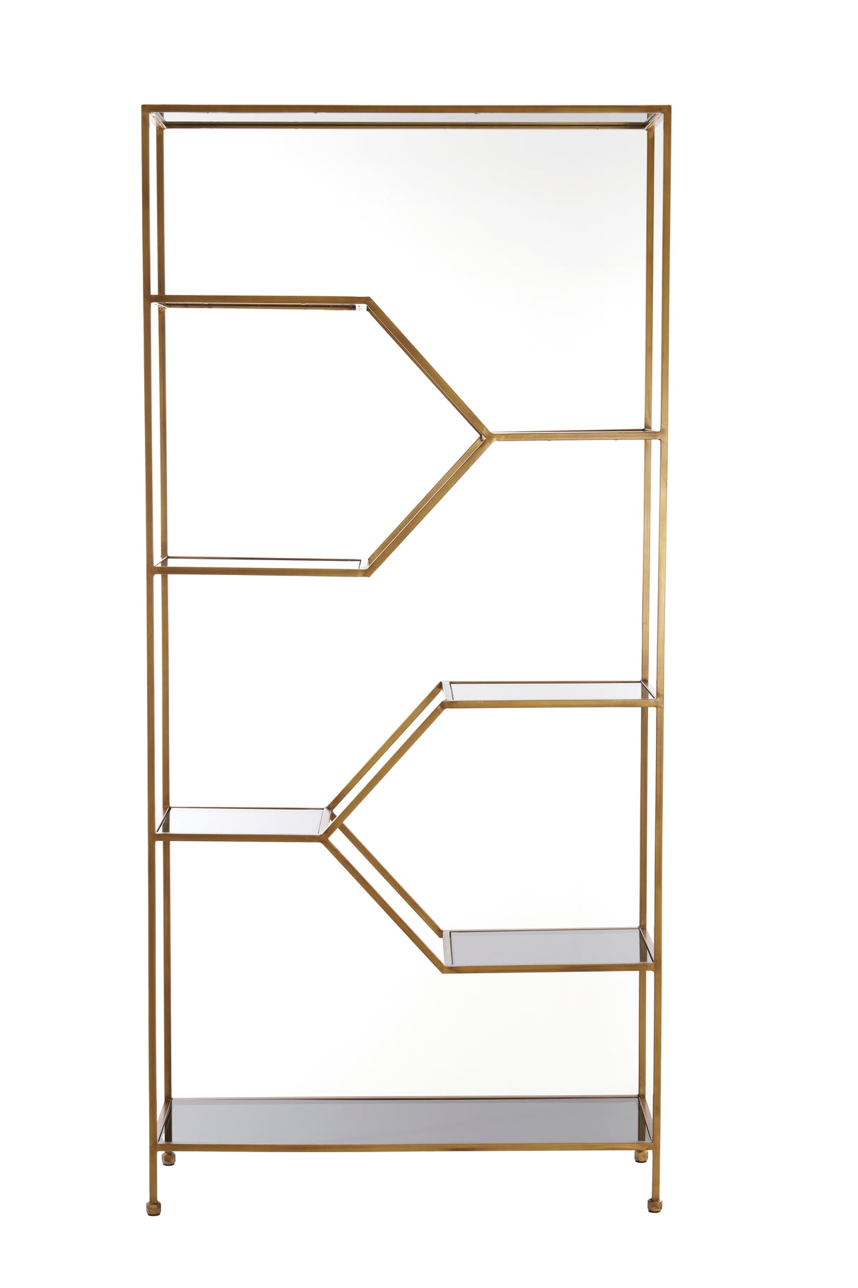 Elegant Aino Glass Cabinet with Smoked Panels and Antique Bronze Finish, 100x34x214 cm