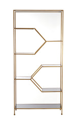 Elegant Aino Glass Cabinet with Smoked Panels and Antique Bronze Finish, 100x34x214 cm