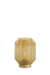 LED Table Lamp 13x16.5 cm Yvias Glass Milky Yellow with Gold Accents
