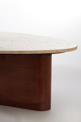 Elegant Sand-and-Brown Travertine Coffee Table - 90x72x31 cm Mahelona