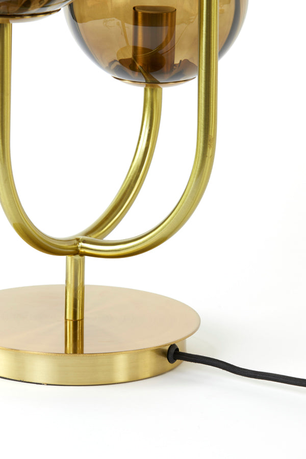 Elegant Magdala Glass and Gold Table Lamp - 3-Light, 38x20x60 cm