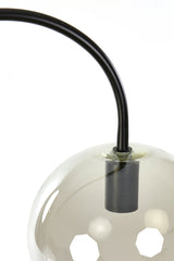Elegant Floor Lamp with Matt Black Frame and Smoked Glass Elements, 45x28x158 cm