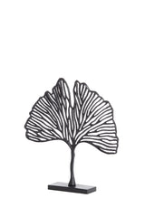 Black Leaf Sculpture on Base - 36x6x39 cm