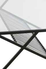 Sleek Ezra Glass Coffee Table - 110x70x40 cm in Clear and Matte Black