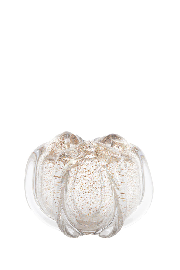 Murela Clear Glass Vase with Shimmering Sand Detail, 21x16 cm