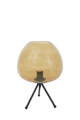 Elegant Mayson Glass Table Lamp in Warm Amber Hue and Matte Black Finish