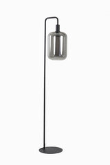 Elegant Lekar Black Floor Lamp with Smoked Glass, 35.5x28x155 cm