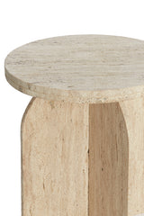 Otinia Travertine Sand Round Side Table Ø41x56 cm