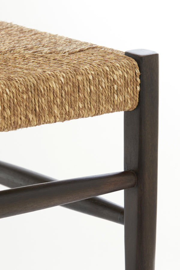 Delmar Dark Brown Wood Chair with Seagrass Accents - 60.5x57x76.5 cm