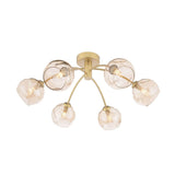 Izzy 6 Light Semi-Flush Matt Gold With Organic Amber Glass