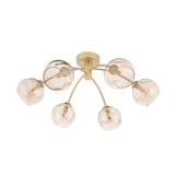 Izzy 6 Light Semi-Flush Matt Gold With Organic Amber Glass