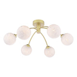 Izzy 6 Light Semi-Flush Matt Gold With White Confetti Glass