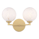 Izzy 2 Light Wall Light Matt Gold With White Confetti Glass