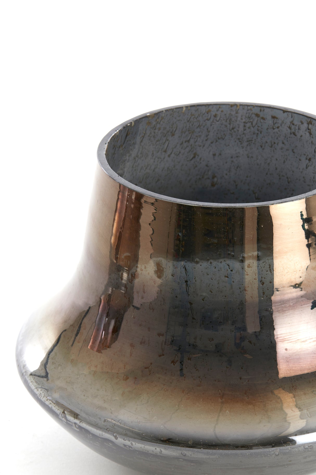 Smoked Glass Stone Finish Vase Ø23x18 cm Domi Design