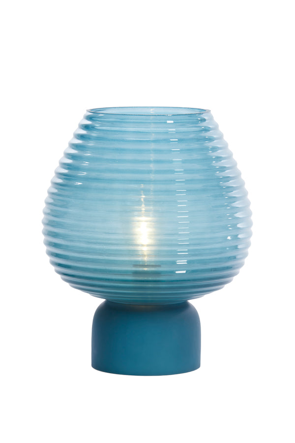 LED Glass Table Lamp Ø22x27 cm Alenna in Petrol Blue