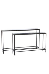 Dual Console Set in Elegant Black with Agate Accent - Sleek Design 120x25x72+140x25x82 cm
