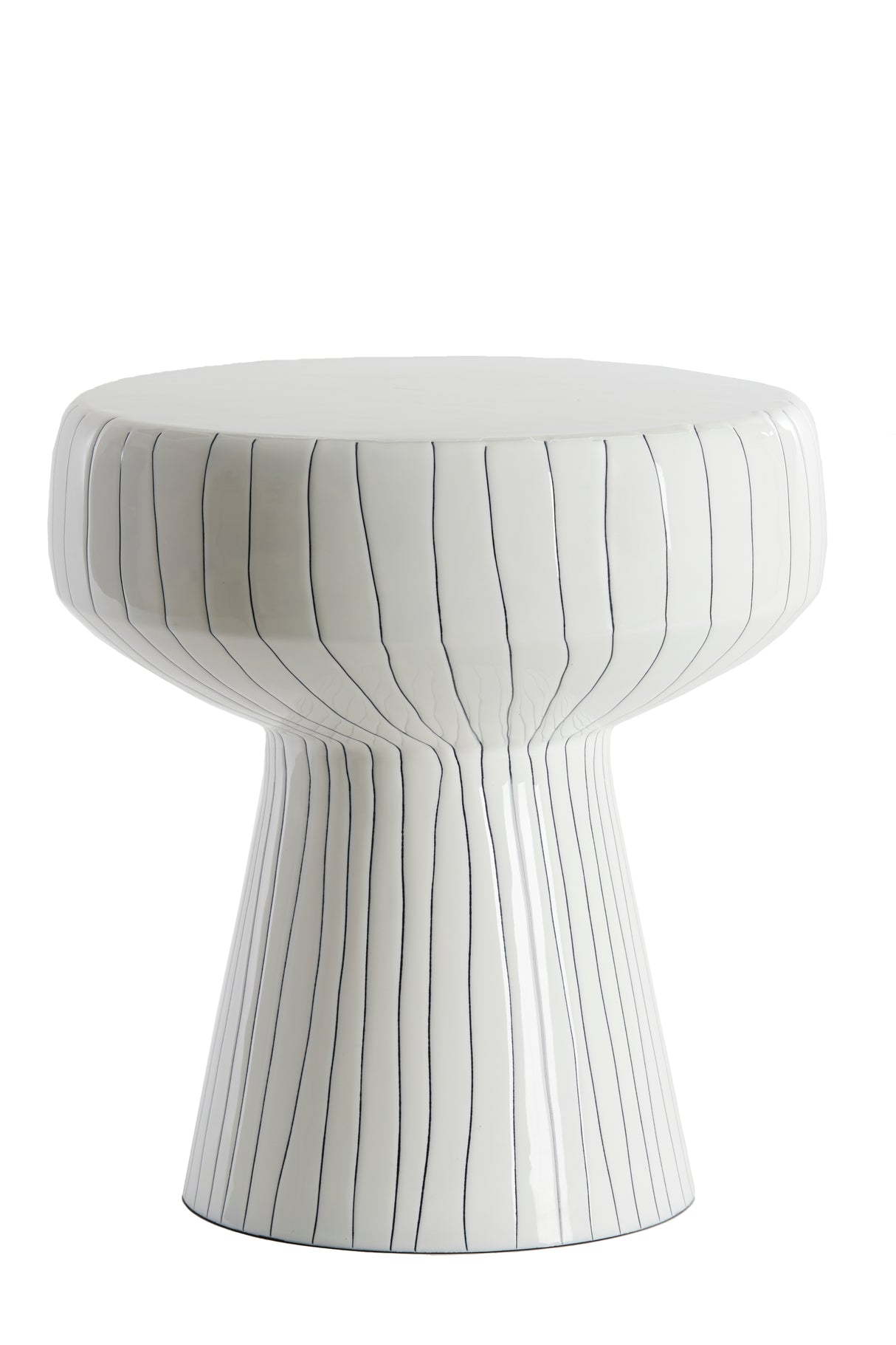 Glossy White & Black Round Accent Table 38x42 cm Dakwa