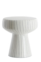 Glossy White & Black Round Accent Table 38x42 cm Dakwa