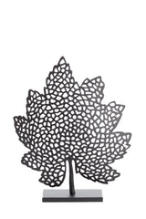 Black Leaf Ornament on Stand 36x10x41 cm