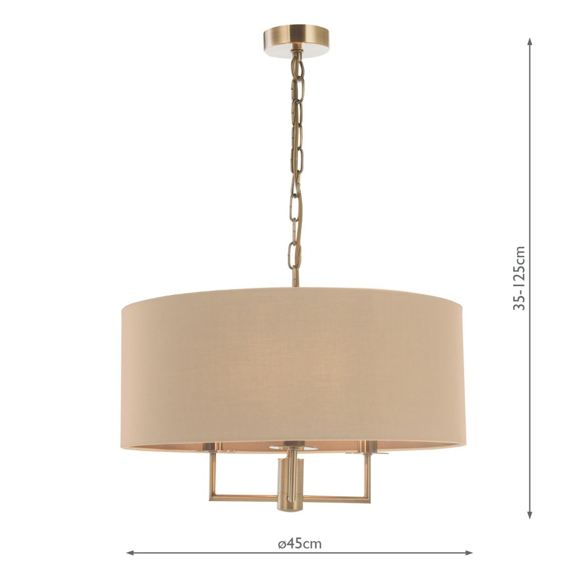 Jamelia 3 Light Shadelier Antique Brass Taupe Shade