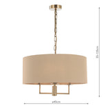 Jamelia 3 Light Shadelier Antique Brass Taupe Shade