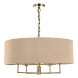 Jamelia 5 Light Shadelier Antique Brass Taupe Shade