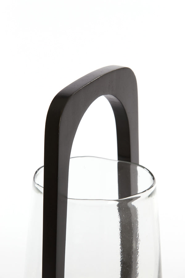 Hurricane Lamp Ø21.5x35 cm Clear Anosy Glass with Black Wood Base
