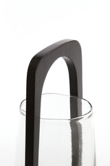 Hurricane Lamp Ø21.5x35 cm Clear Anosy Glass with Black Wood Base
