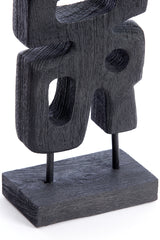 Silia Wooden Ornament on Base - Matte Black, 16x9x33 cm