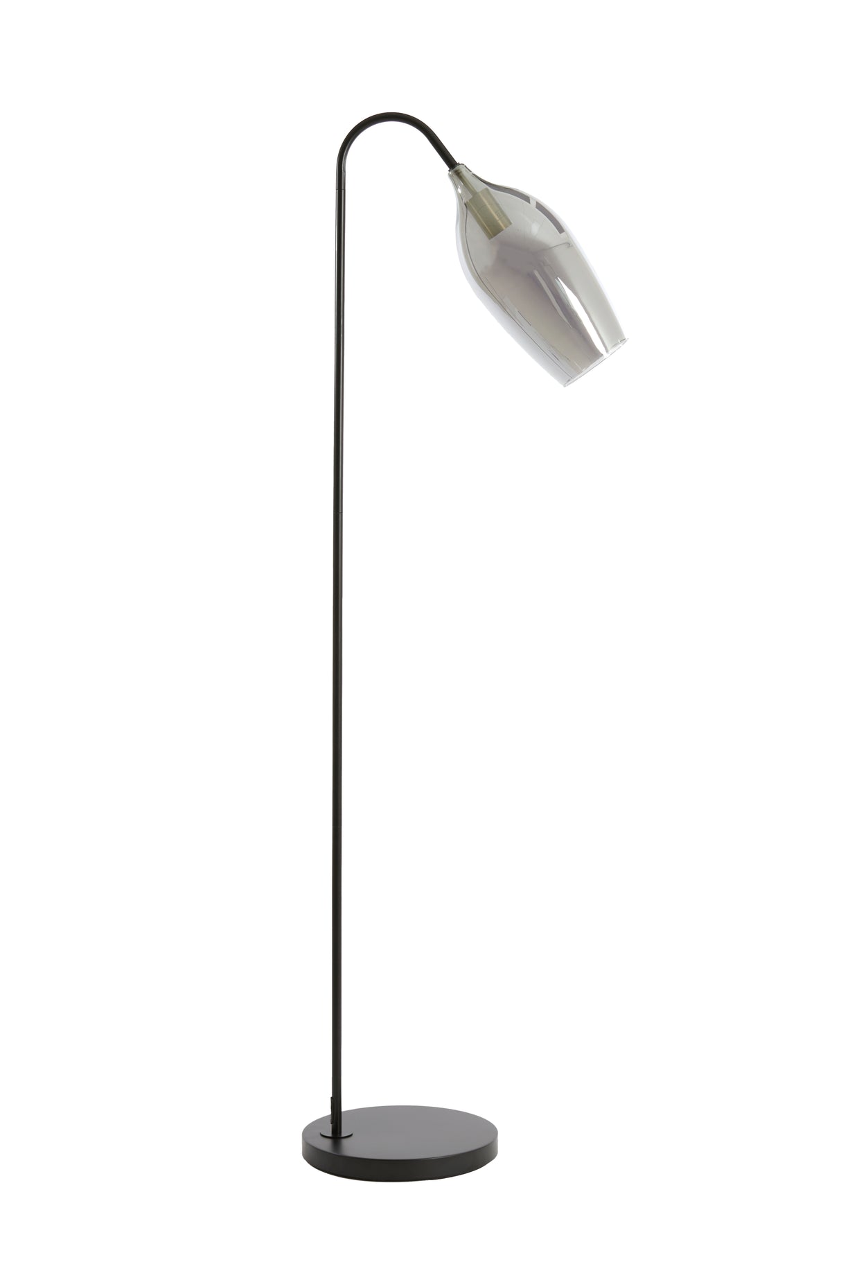 Elegant Smoked Glass and Matte Black Floor Lamp - 67x30.5x160 cm