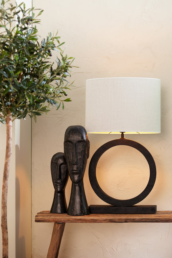 Black Matte Tinar Wood Lamp Base, 41x13x55 cm