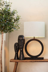 Black Matte Tinar Wood Lamp Base, 41x13x55 cm