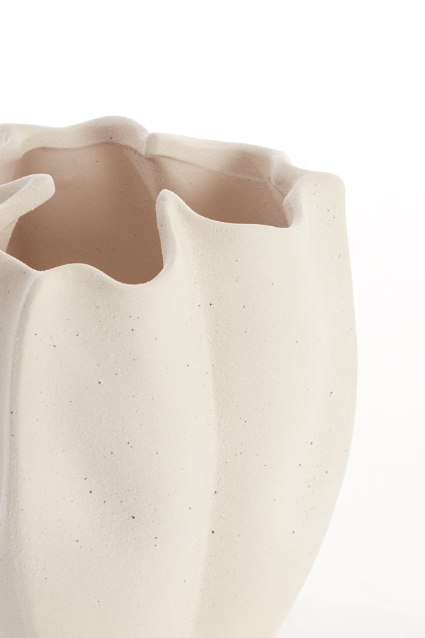 Elegant Cream Sanguli Ceramic Vase - 28x27.5x36.5 cm