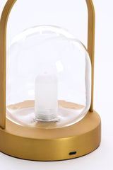 LED Table Lamp with Clear Glass and Antique Bronze Finish, Ø12x19 cm - Model Yeremi