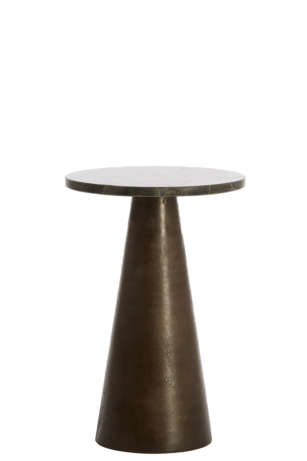 Dark Brown Marble Ynez Side Table, 29x43 cm