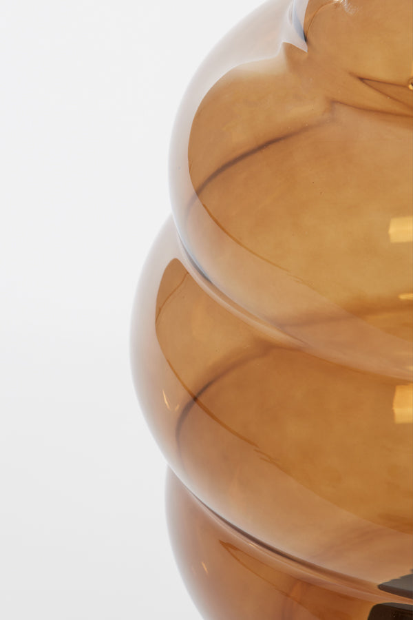 Elegant Misty Glass Table Lamp - 30cm x 46cm in Brown & Matte Black