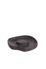 Wooden Candle Holder in Matte Dark Brown Finish (24.5x24.5x4 cm)