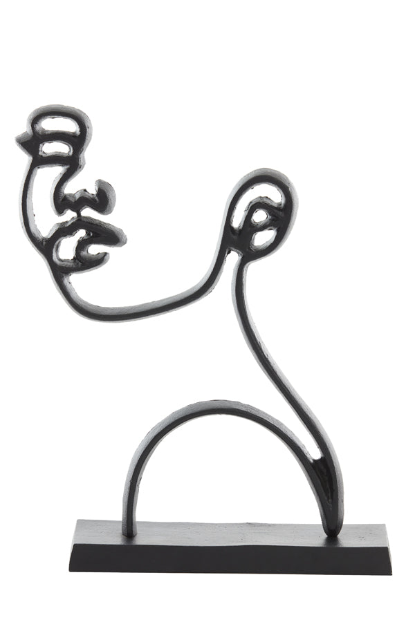 Black Matt Face Sculpture on Stand 33x8x48 cm