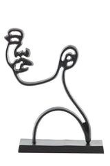 Black Matt Face Sculpture on Stand 33x8x48 cm