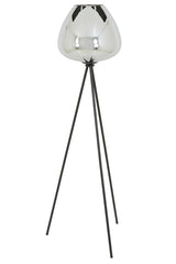 Tripod Floor Lamp with Smoked Glass Shade and Matte Black Finish, Ø42x146 cm Mayson